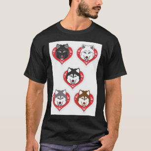 Husky Valentine Day met rode hartverf in D T-shirt