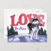 Husky Valentine's Day Feestdagenkaart (Voorkant / Achterkant)