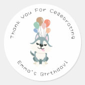 Husky verjaardagsfeestje dank je ronde sticker (Voorkant)