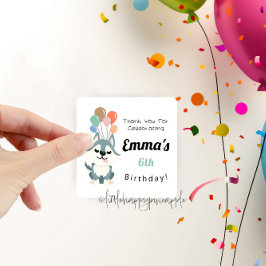 Husky verjaardagsfeestje dank je vierkante sticker