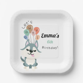 Husky verjaardagsfeestje papieren bordje