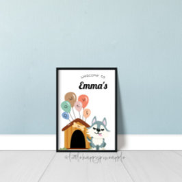 Husky verjaardagsfeestje teken poster