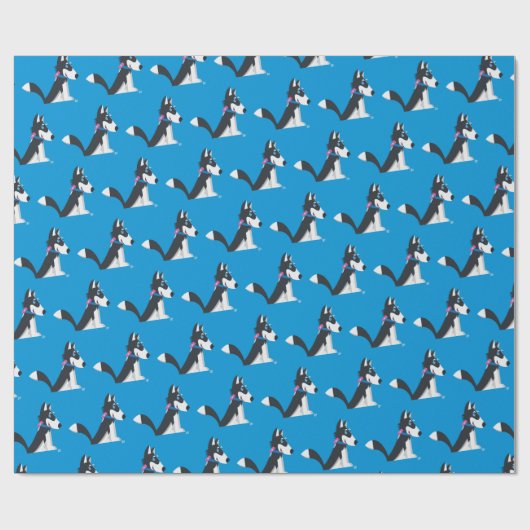 Husky - Verpakkingspapier (blauw) Cadeaupapier (Vlak)