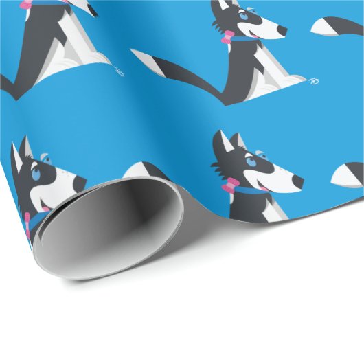 Husky - Verpakkingspapier (blauw) Cadeaupapier (Rol Hoek)