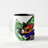 Husky vreugde tweekleurige koffiemok (Voorkant links)