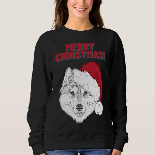 Husky Vrolijke Kerststijl 1 Trui (Voorkant)