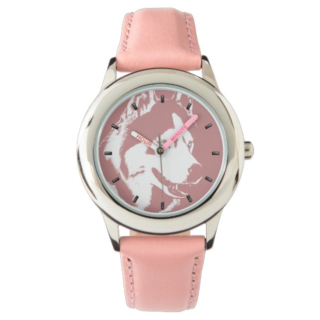 Husky Watch Siberian Husky Malamute Wrist Watch Horloge (Voorkant)