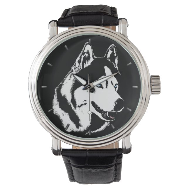 Husky Watch Siberian Husky Malamute Wrist Watch Horloge (Voorkant)