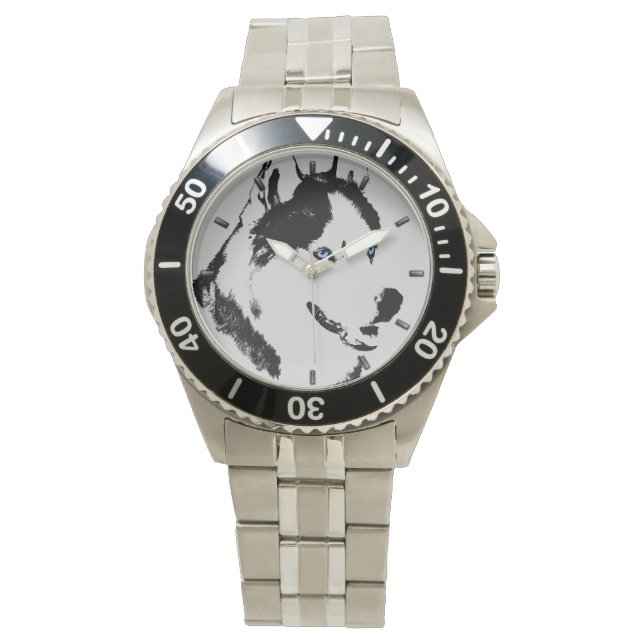 Husky Watch Siberian Husky Malamute Wrist Watch Horloge (Voorkant)