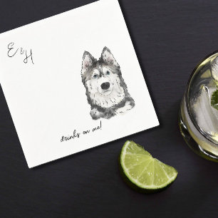 Husky waterverf bruiloft cocktail servetten