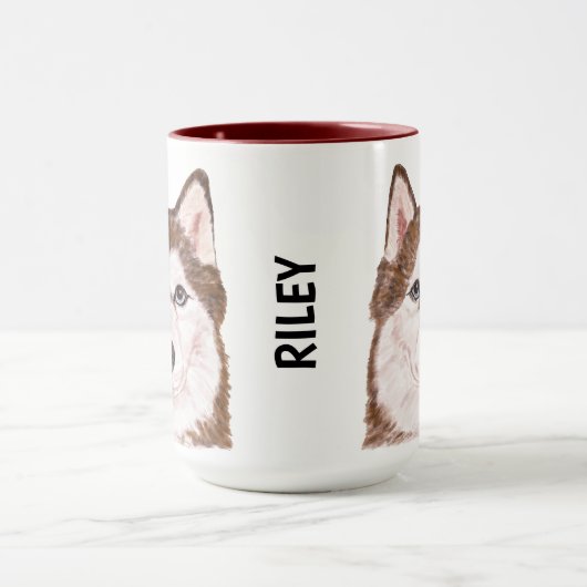 Husky Waterverf Personalized Mug Mok (Midden)