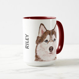 Husky Waterverf Personalized Mug Mok