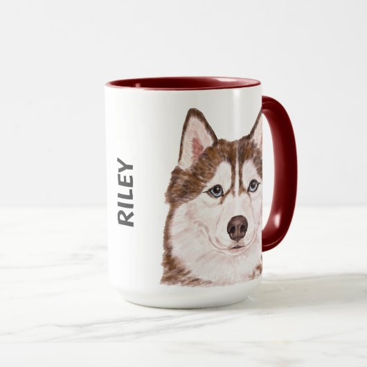 Husky Waterverf Personalized Mug Mok (Voorkant rechts)