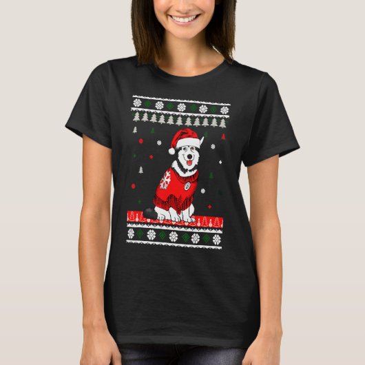 Husky Wearing Santa Hat Tree T-shirt (Voorkant)