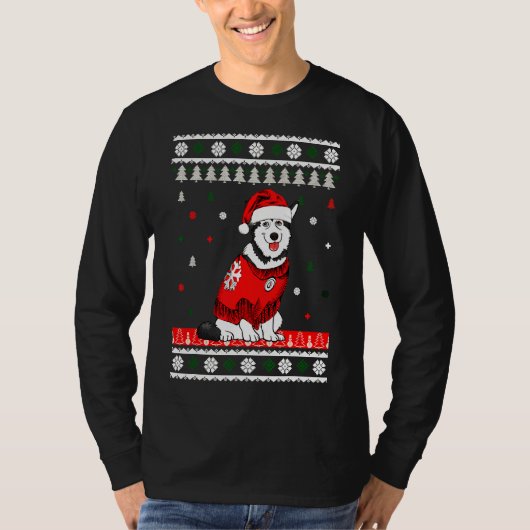 Husky Wearing Santa Hat Tree T-shirt (Voorkant)