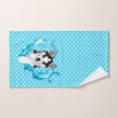 Husky Welpe blau Herz Punkte Jungen Bad Handdoek (Handdoek)