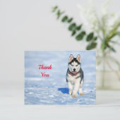 Husky Welpen Sneeuw Foto Bedankt Briefkaart (Staand voorkant)