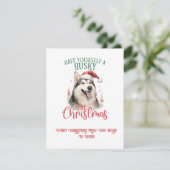 Husky Whimsical Kerstmis | Feestdagenkaart (Staand voorkant)