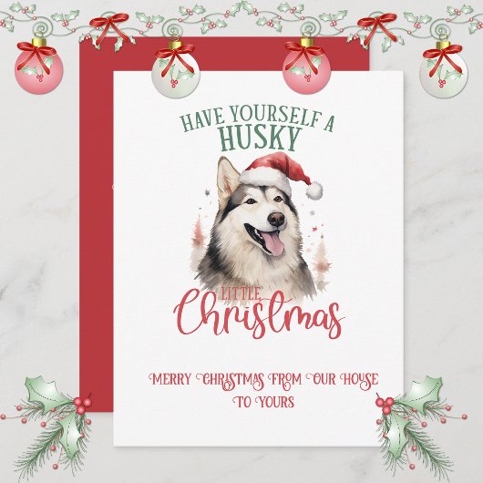 Husky Whimsical Kerstmis | Feestdagenkaart
