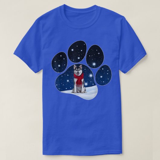 Husky Winter Snow Paw Dogs Kerstmis T-shirt (Design voorkant)