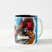 Husky winter tweekleurige koffiemok (Voorkant rechts)