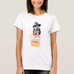 Husky Witch Dit is het seizoen om griezelig te zij T-shirt