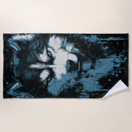 Husky Wolf Grunge Head Strandlaken