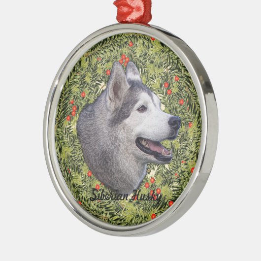 Husky Wreath Metalen Ornament (Links)