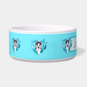 Huskywelpe mit Herz hellblau Rüde Voerbakje (Links)