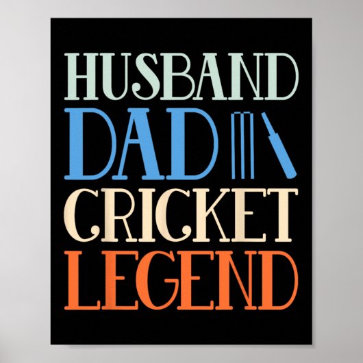 Husnd Dad Cricket Legende - Grappige Cricket Spele Poster (Voorkant)