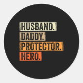 Husnd Daddy Protector Hero Mannen Vaderdag Funny F Ronde Sticker (Voorkant)