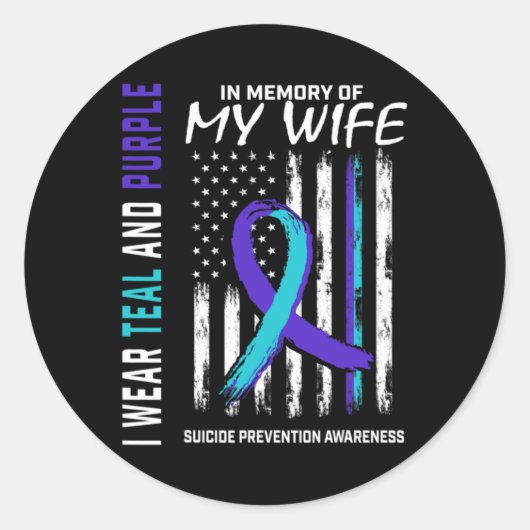 Husnd In Memory Of Wife Suicide Awareness Preventi Ronde Sticker (Voorkant)