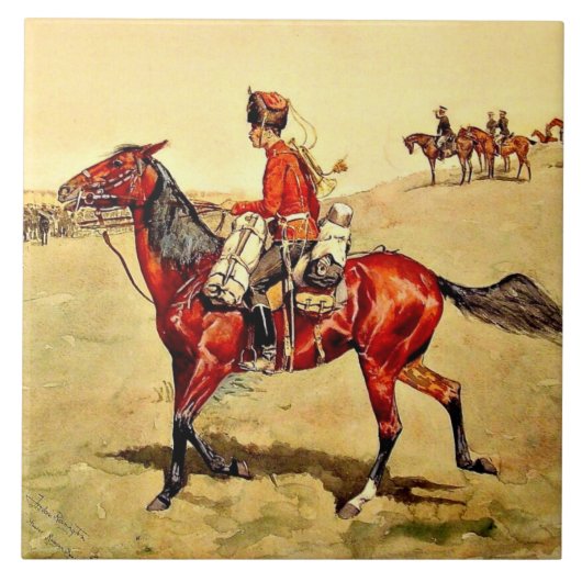 Hussar Russian Guard Corps, Remington painting Tegeltje (Voorkant)