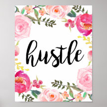 Hustle, afdrukbare kunst, Motivatie Poster, Kantoo