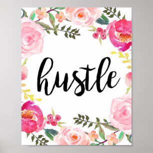 Hustle, afdrukbare kunst, Motivatie Poster, Kantoo Poster
