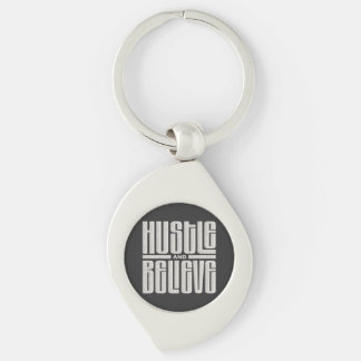 Hustle and Believe Motivatie geborduurde stijl Sleutelhanger