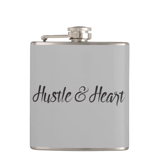 Hustle and Heart Typografie Heupfles (Voorkant)