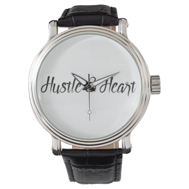 Hustle and Heart Typografie Horloge (Voorkant)