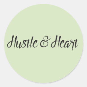 Hustle and Heart Typografie Ronde Sticker
