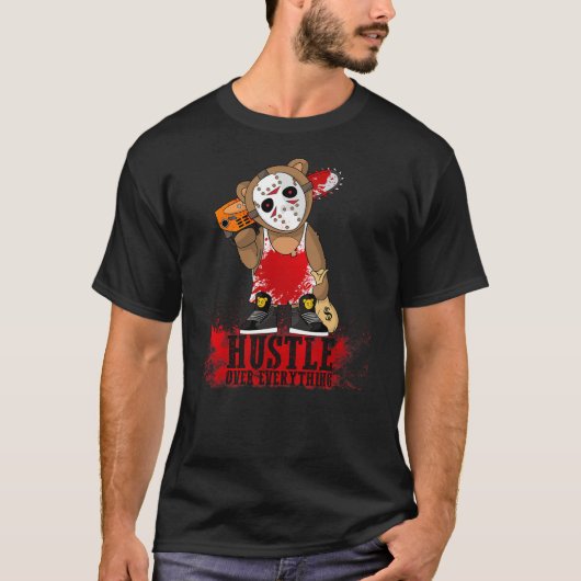 Hustle Around Everything Hockey Teddy Bear Parodyi T-shirt (Voorkant)