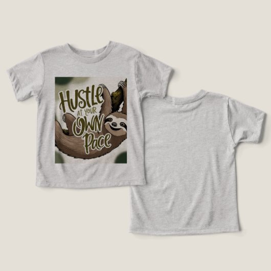 Hustle at Your Own Pace' Sloth Graphic (Ontwerp Voorkant & Achterkant)