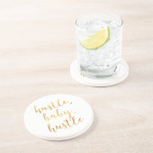 Hustle, Baby, Hustle Cursive Gold Zandsteen Onderzetter (Zijkant)