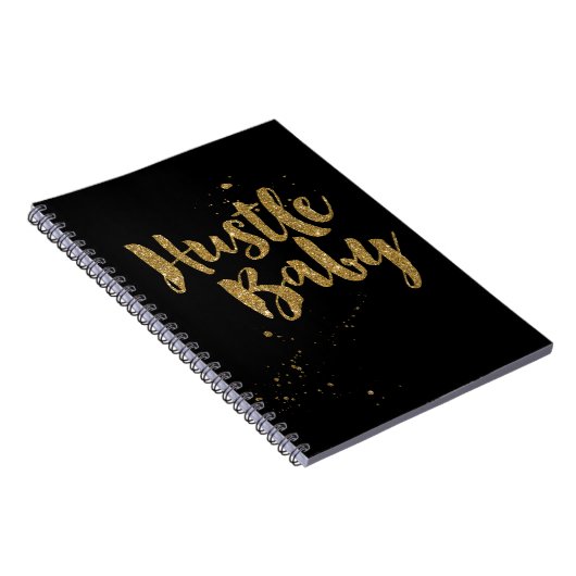 Hustle Baby-laptop, gouden glitter-penseelscript Notitieboek (Rechterzijde)