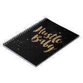 Hustle Baby-laptop, gouden glitter-penseelscript Notitieboek (Linkerzijde)