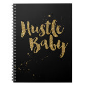 Hustle Baby-laptop, gouden glitter-penseelscript Notitieboek (Voorkant)