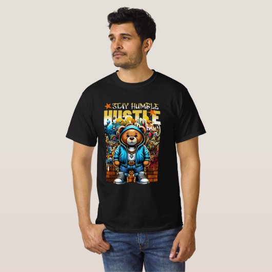 Hustle Beer Vibes: Blijf nederig dagelijks 🐻💎🔥 T-shirt (Voorkant volledig)