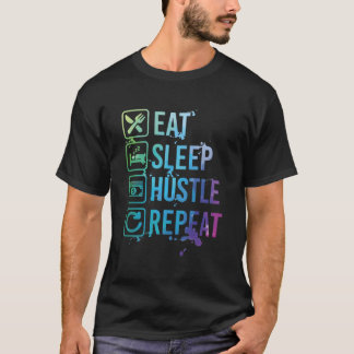 Hustle CEO Ondernemer Eat Sleep Herhaal Watercolo T-shirt