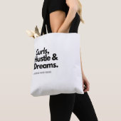 Hustle Dreams vervloekt! Cute Curly Hair Quote Tote Bag (Dichtbij)