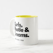 Hustle Dreams vervloekt! Cute Curly Hair Quote Tweekleurige Koffiemok (Voorkant links)