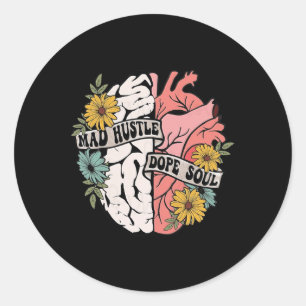 Hustle Drug Soul Floral Brain Mentale Gezondheid A Ronde Sticker